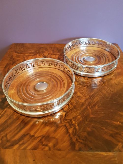 Rare Pair of Antique Victorian Silver Magnum Bottle Coasters