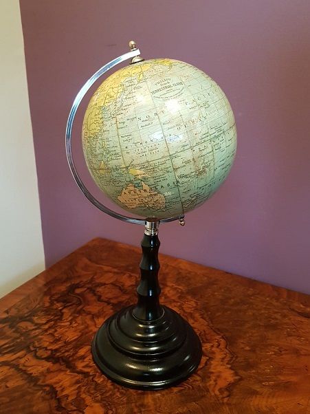1930'S Phillip's 6" Paper Mache Terrestrial Globe