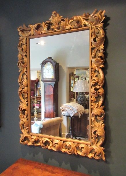 Large Early Victorian Antique Timber Gilt Wall Mirror
