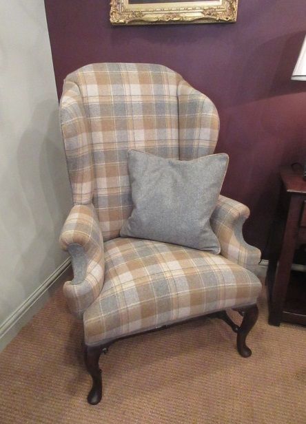 Antique Upholstered Wing Back Armchair
