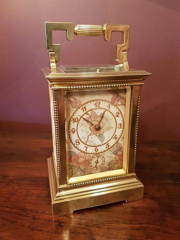 Fine 19th Century Hand Painted Panel Striking Carriage Clock
