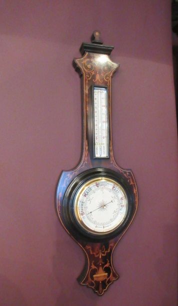 Antique Rosewood Fruitwood Inlaid Banjo Barometer
