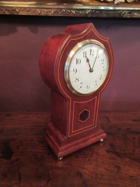 Antique Sheraton Inlaid 8 Day Mantel Clock