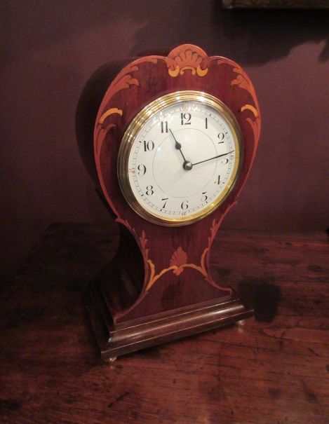 Edwardian Period Inlaid Petal Shaped Mantel Clock