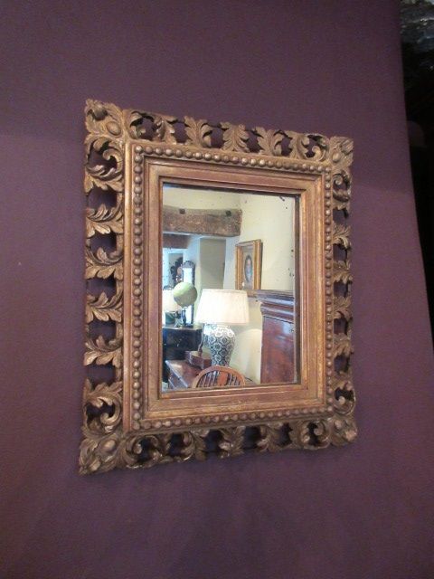 Antique Plaster Gilt Foliage Decor Wall Mirror