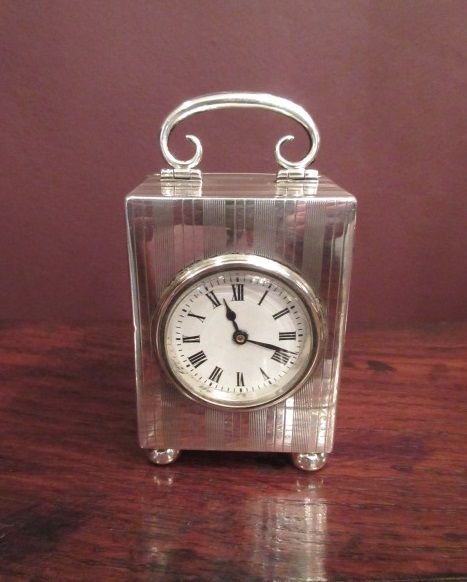 Fine Antique Silver Engraved Carriage Clock