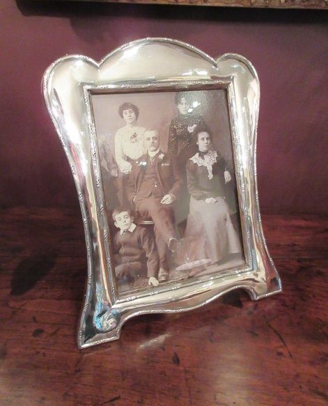 Large Edwardian Antique Solid Silver Shaped Photo Frame