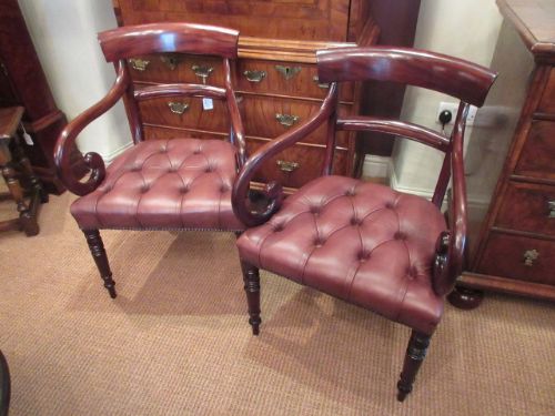 Pair of Regency Antique Mahogany Carver Armchairs
