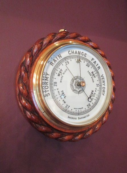 Antique Polished Oak Ship's Barometer