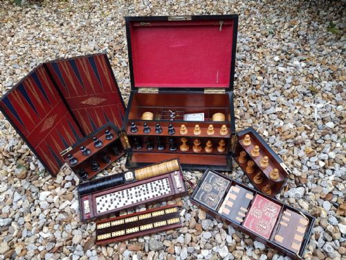 Superb Antique Victorian Oak Cased Games Compendium