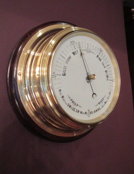Antique Brass Bulkhead Ship's Barometer