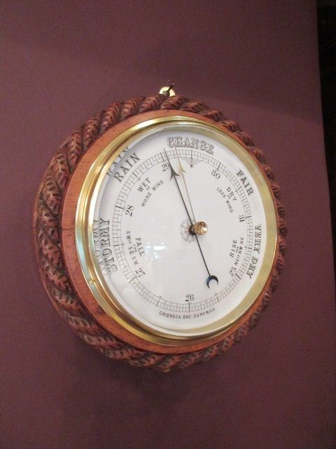 Large Antique Polished Oak Scottish Barometer