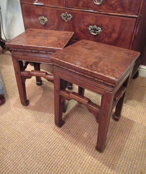 Pair of Oriental 19th Century Antique Lamp Tables