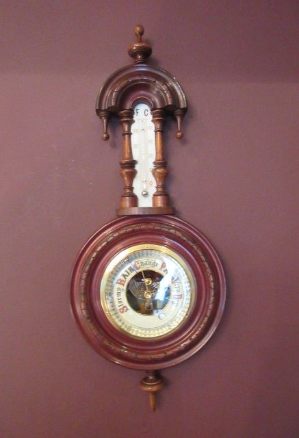 Small Victorian Antique Walnut Pendant Barometer