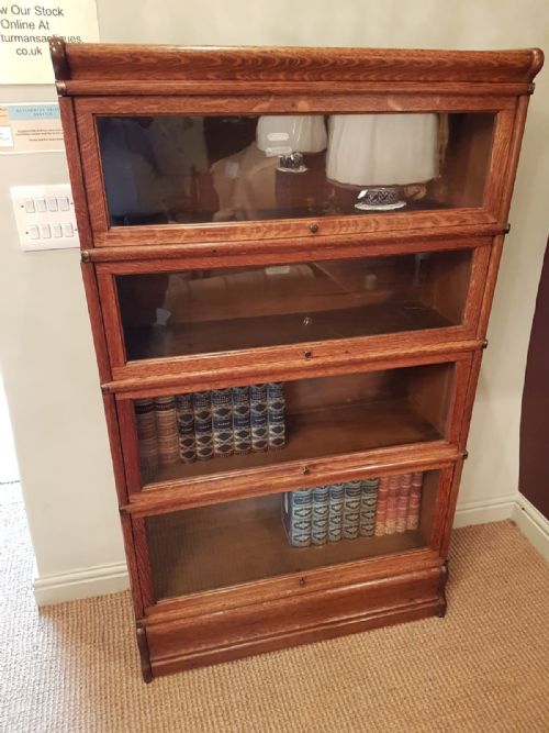 Antique Solid Oak Globe Wernicke Sectional Bookcase