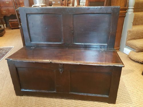 Small 17th Century Antique Oak Box Settle