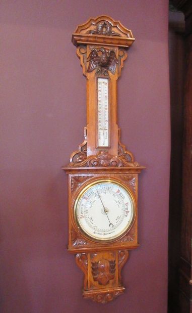 Impressive Antique Polished Oak Banjo Barometer