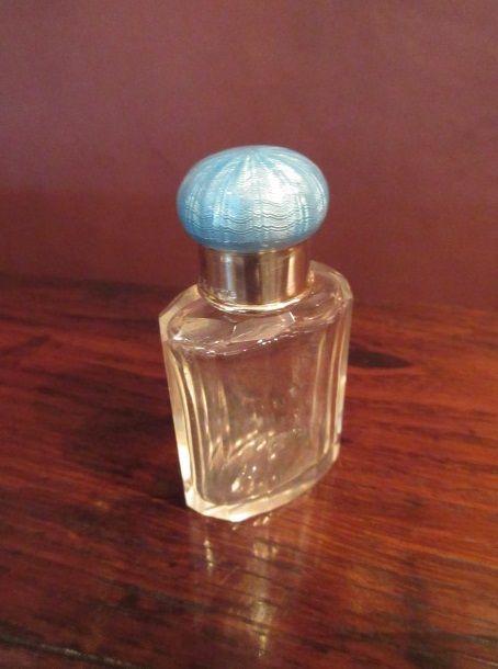 Art Deco Silver & Aqua Blue Enamel Scent