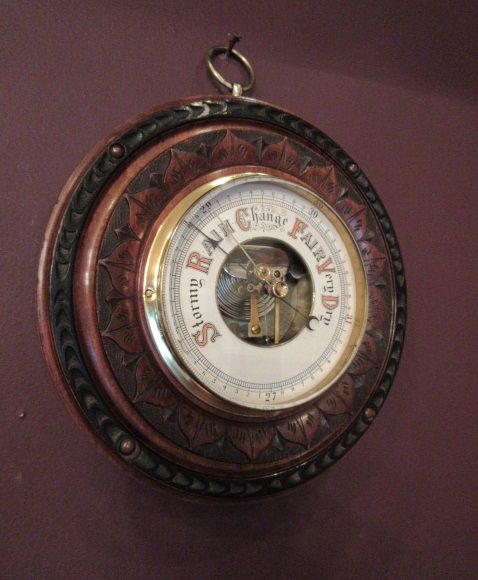 Victorian Antique Walnut & Ebony Barometer
