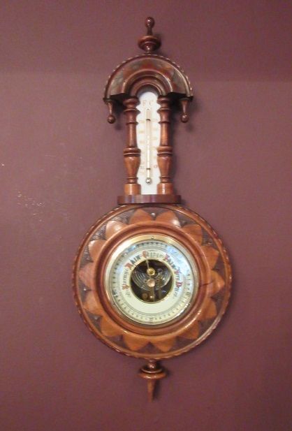 Small Antique Walnut Pendant Banjo Barometer