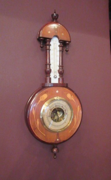 Small Antique Inlaid Pendant Banjo Barometer