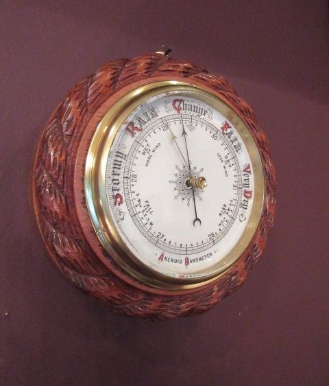 Antique Polished Oak Ship's Barometer
