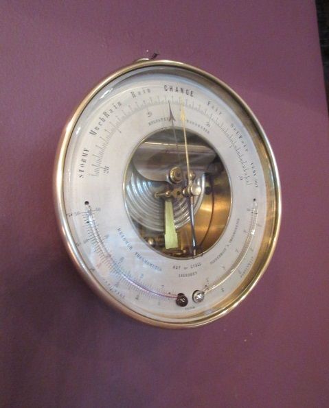 Antique Bronze Twin Thermometer Marine Barometer