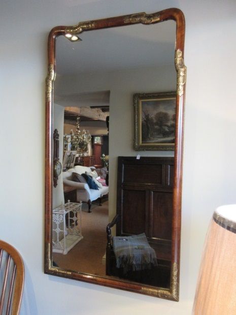 Antique Solid Walnut & Gilt Ormolu Wall Mirror