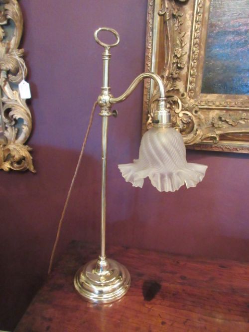 Edwardian Antique Brass Rise & Fall Lamp