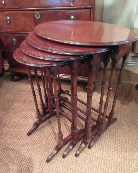 Antique Inlaid Nest of Four Occasional Tables