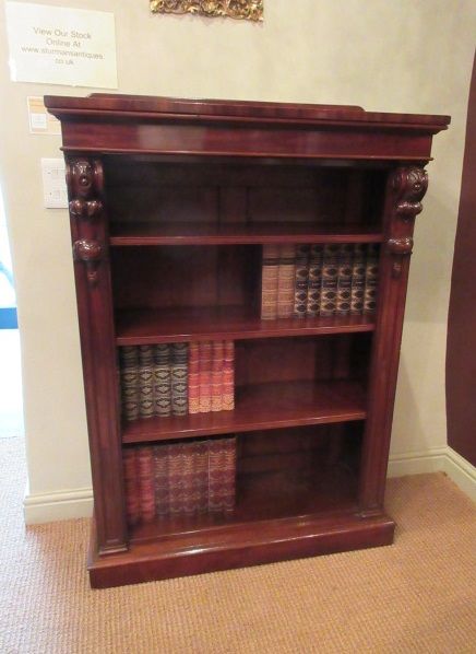 Mid Victorian Antique Mahogany Open Bookcase