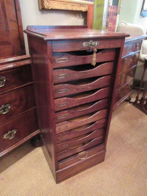Antique Polished Oak Filing Cabinet