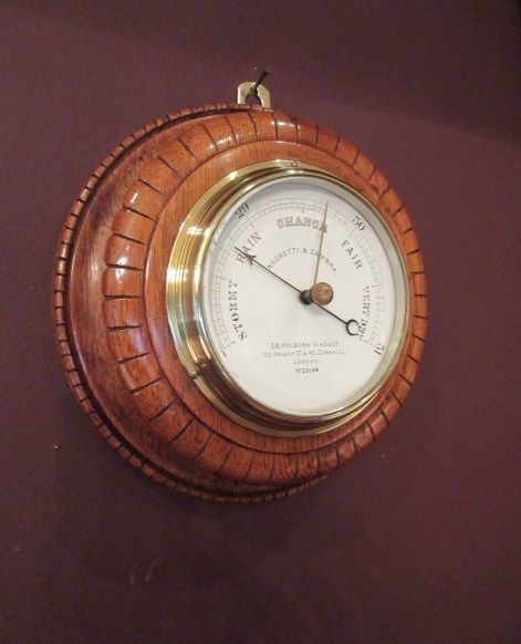 Antique Polished Oak Negretti & Zambra Barometer