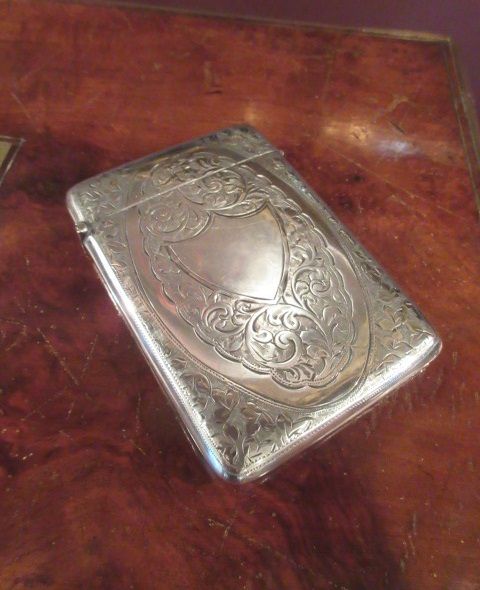 Antique Edwardian Silver Engraved Card Case