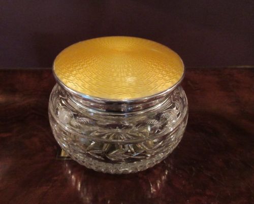 George V Silver & Yellow Enamel Table Jar