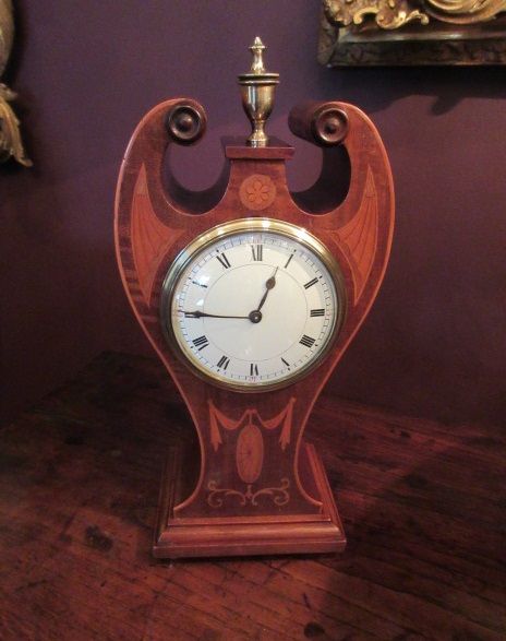 Edwardian Antique Sheraton Inlaid Mantel Clock