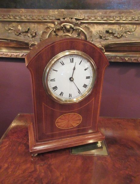 Edwardian Antique Sheraton Inlaid Mantel Clock