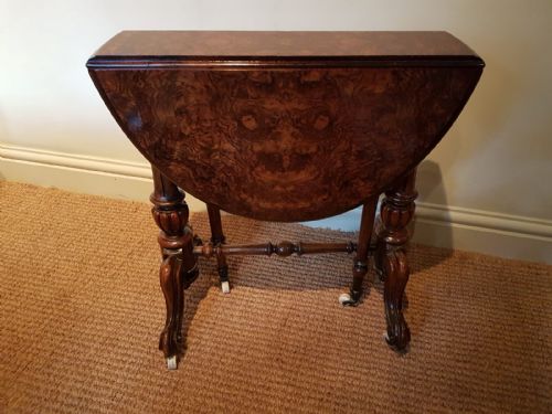 Fine Mid Victorian Burr Walnut Baby Sunderland Table
