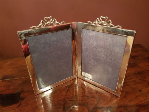 Antique Edwardian Silver Double Photo Frame