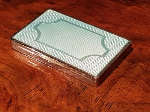 Silver and Blue Engine Turned Enamel Card Case