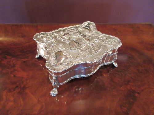 Antique Silver Serpentine Jewellery Box