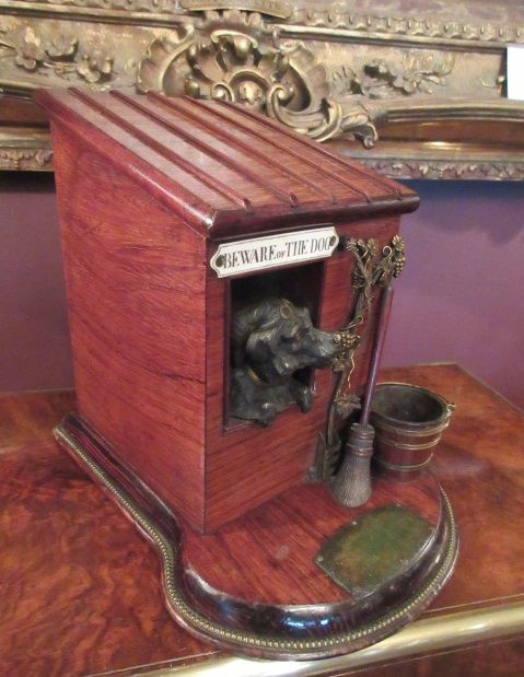Antique Rosewood Novelty Humidor 'Kennel'