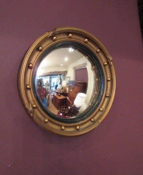 Miniature 19th Century Timber Gilt Convex Mirror