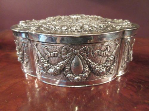 19th Century Antique Cast Silver Table Box