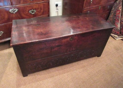 Superb 17th Century Oak Six Plank Coffer
