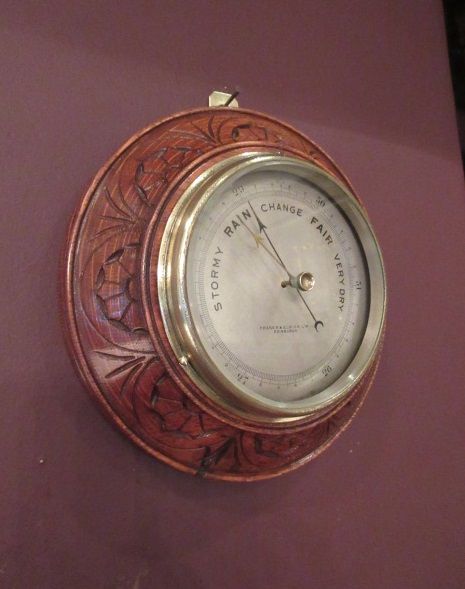 Antique Polished Oak Edinburgh Barometer