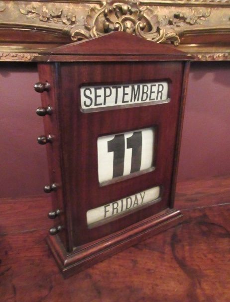 Large Antique Mahogany Perpetual Desk Calendar
