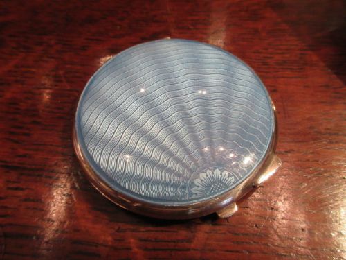 Art Deco Period Silver & Blue Enamel Compact