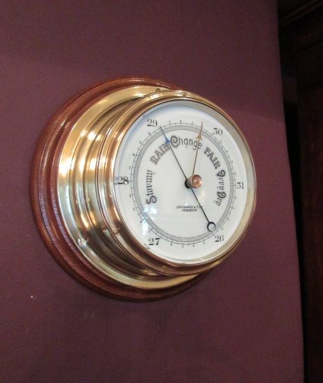 Antique London Brass Bulkhead Marine Barometer