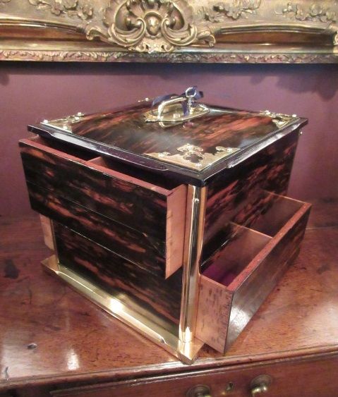 Superb Victorian Antique Coromandel & Brass Box